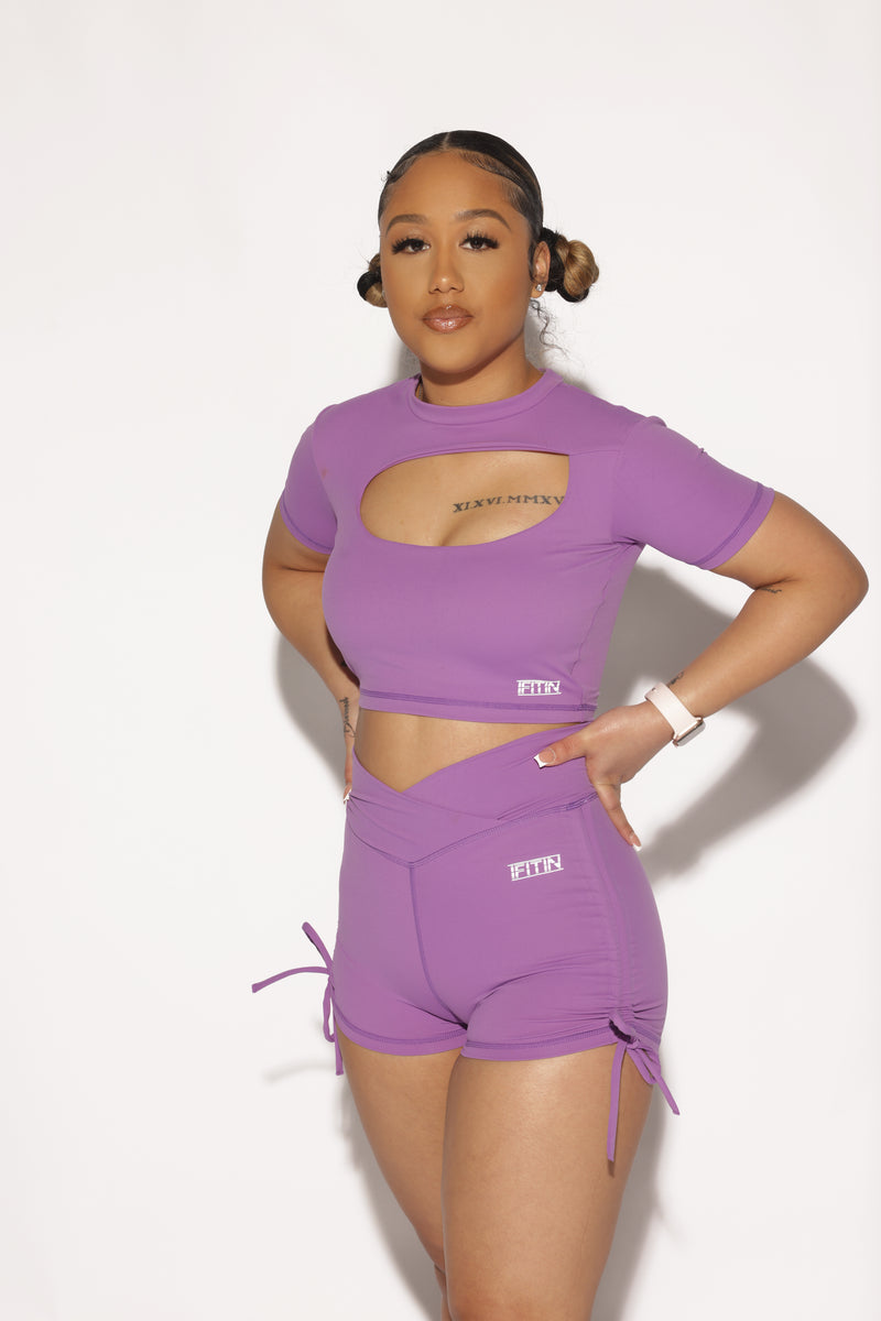 C City 076 Women's Satin Bra Shorts Set Purple - Trendyol